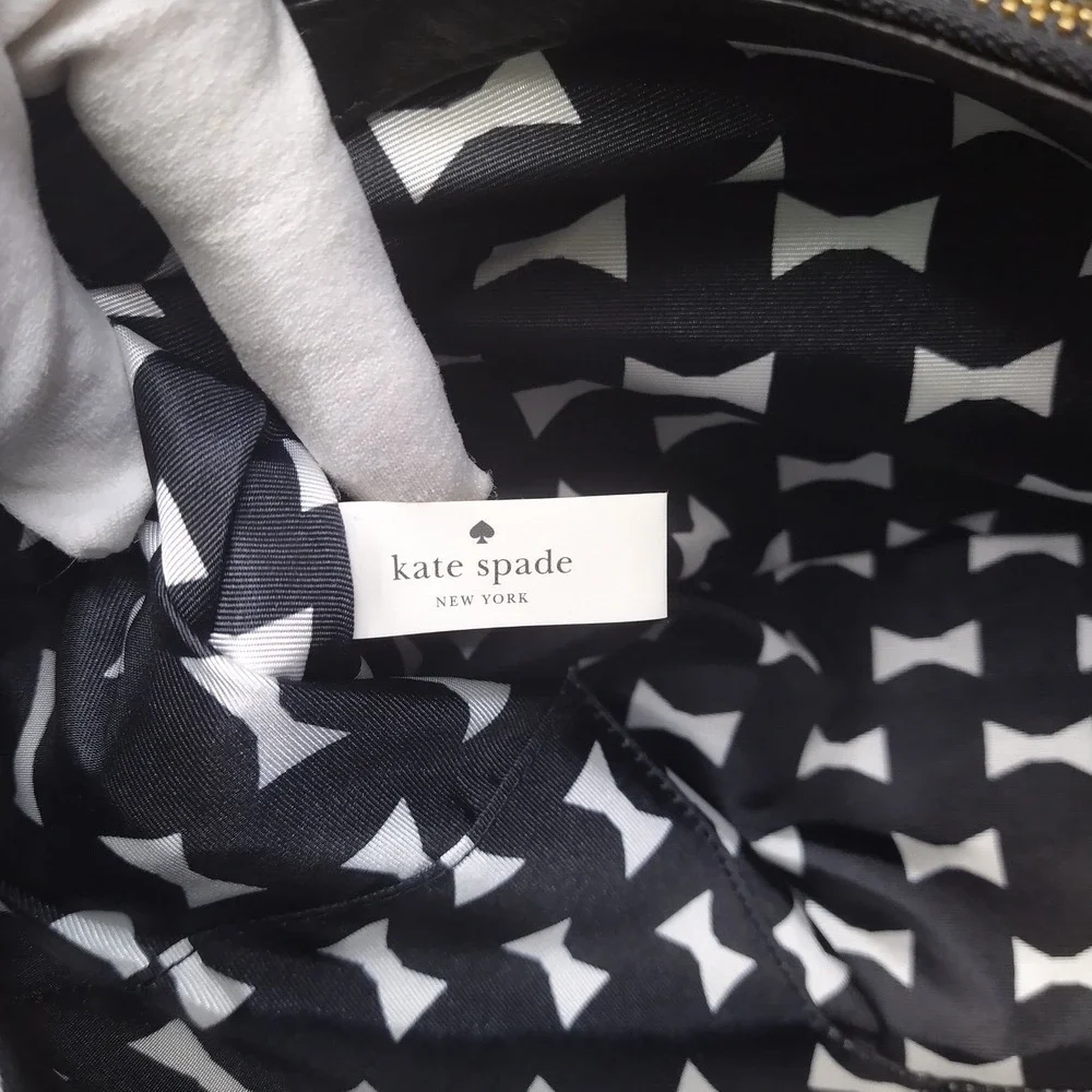 Kate Spade Veranda Place Quilted Bow Straw Chain Strap Satchel Shoulder Bag